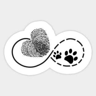 Eternity with finger print heart and dog paw print Sticker